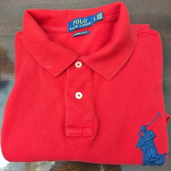 POLO RALPH LAUREN Men's Collar No 3 T-Shirts Size Large Red - Picture 10 of 10